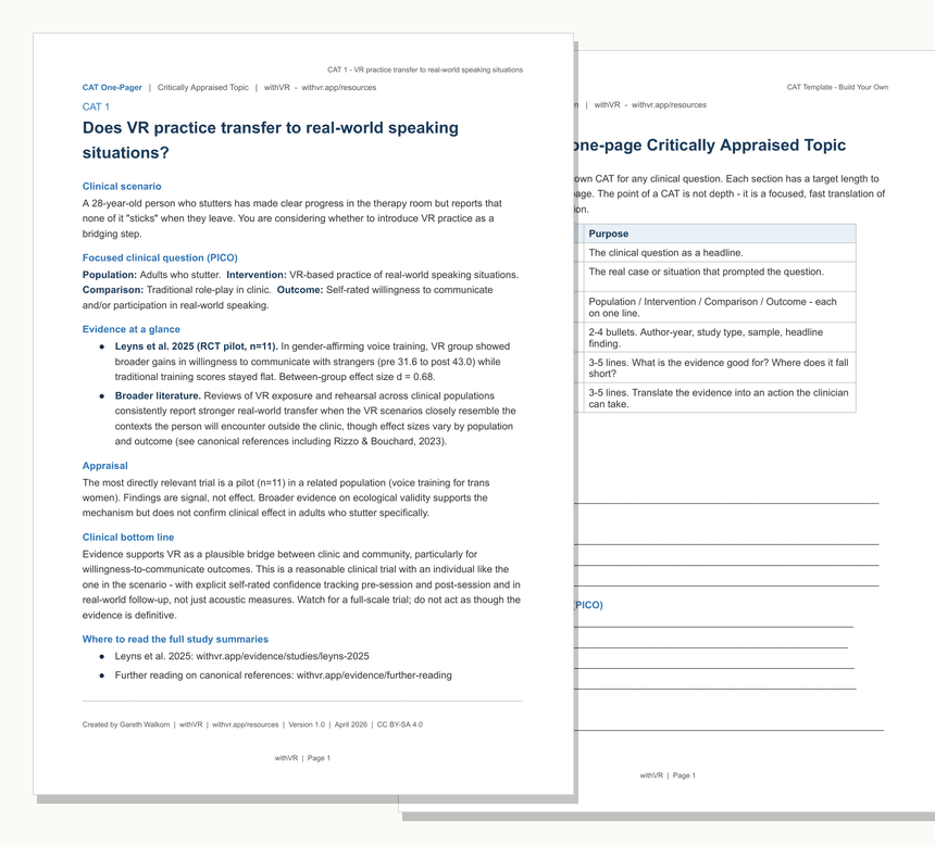 Preview of the CAT One-Pagers pack - composite of two CAT documents side by side.