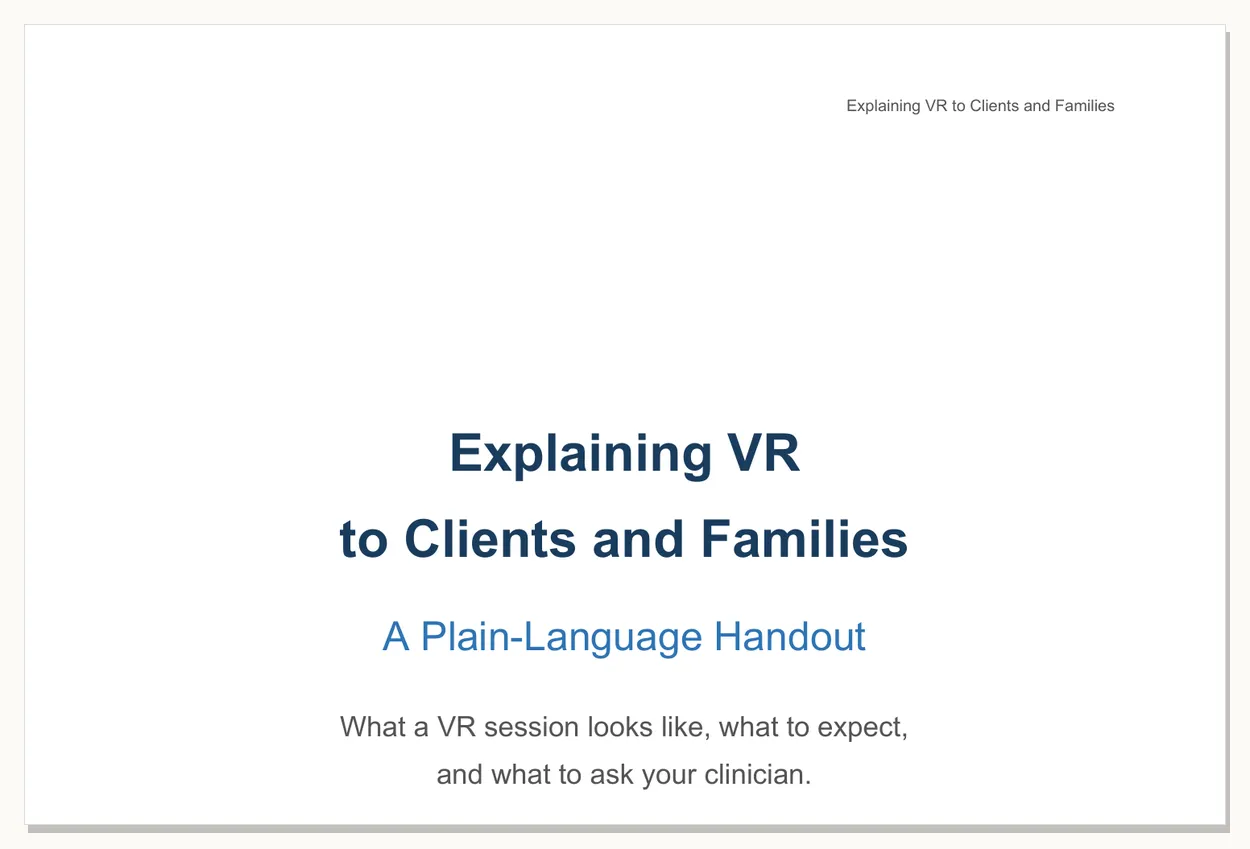 Preview of Explaining VR to Clients and Families - first page of the printable plain-language PDF handout.