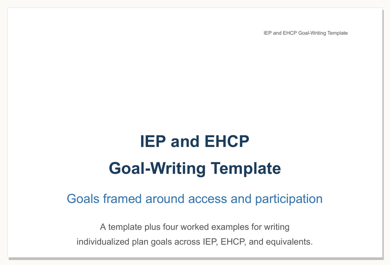 Preview of the IEP and EHCP Goal-Writing Template - first page of the printable PDF.