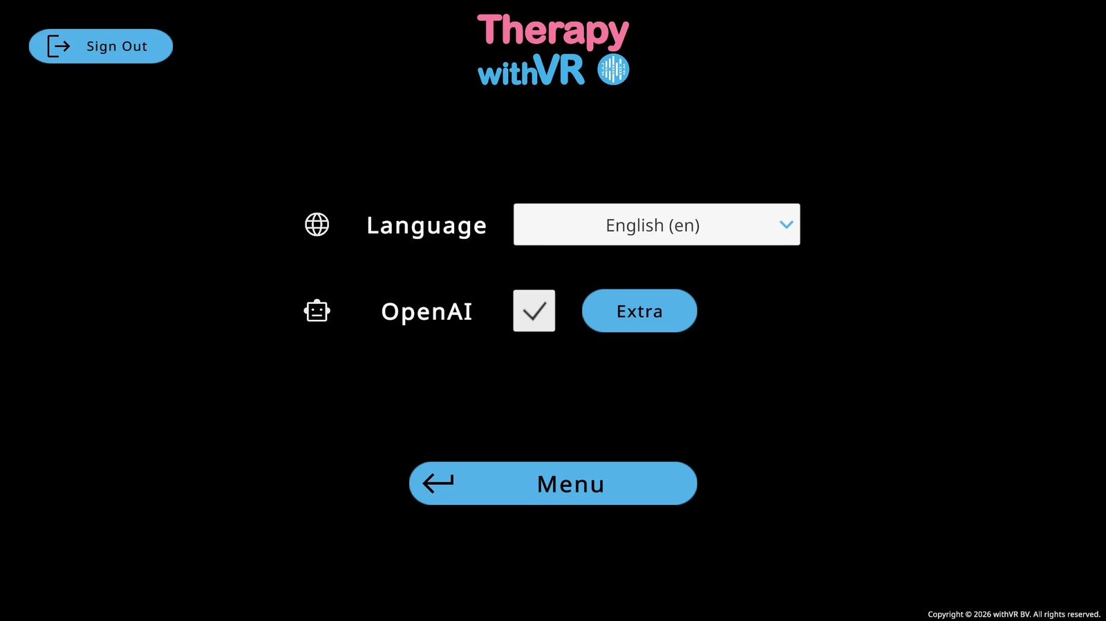 Settings screen - OpenAI checkbox now checked, blue Extra button has appeared next to it