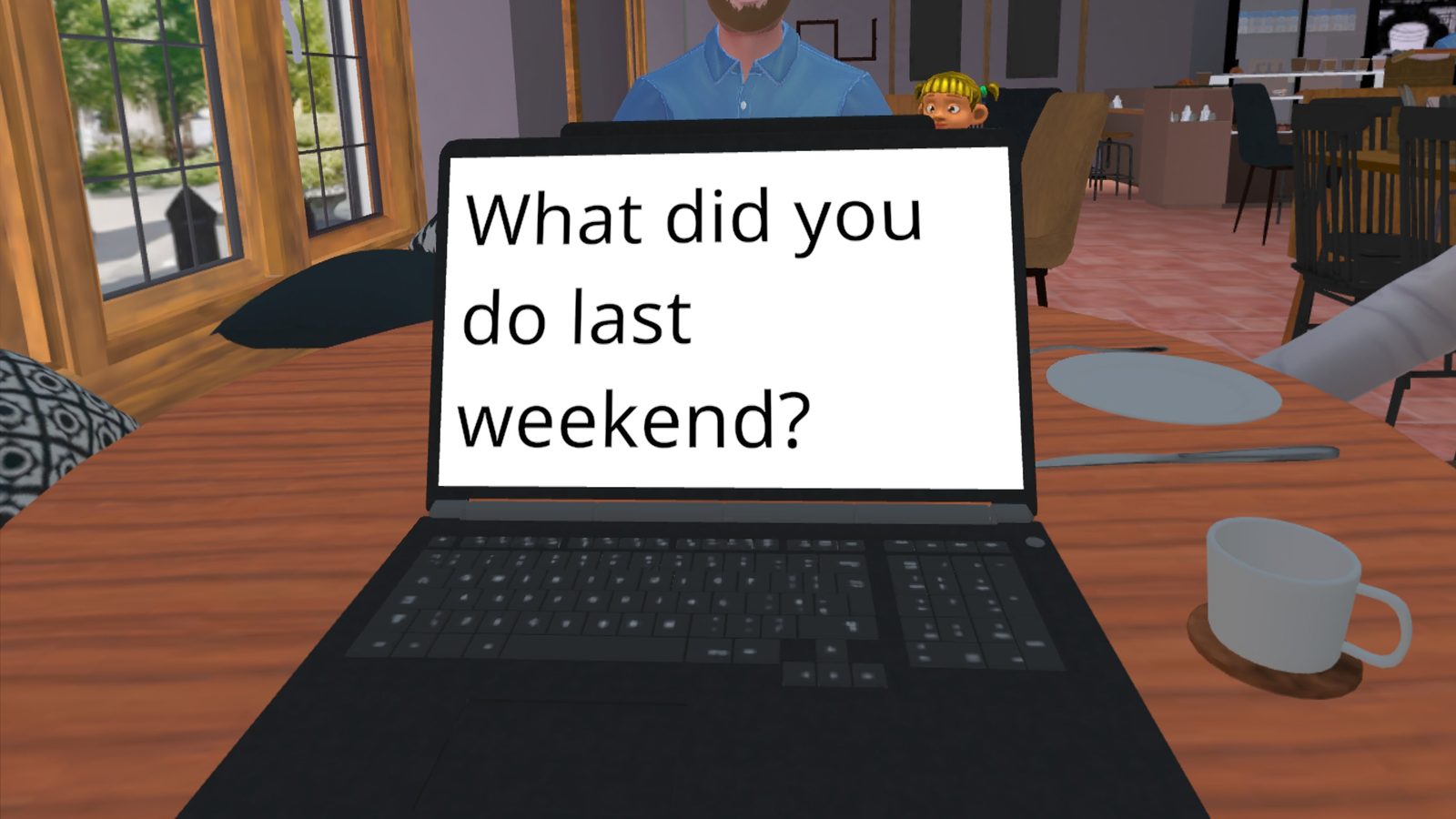 VR Café session - laptop on the table showing 