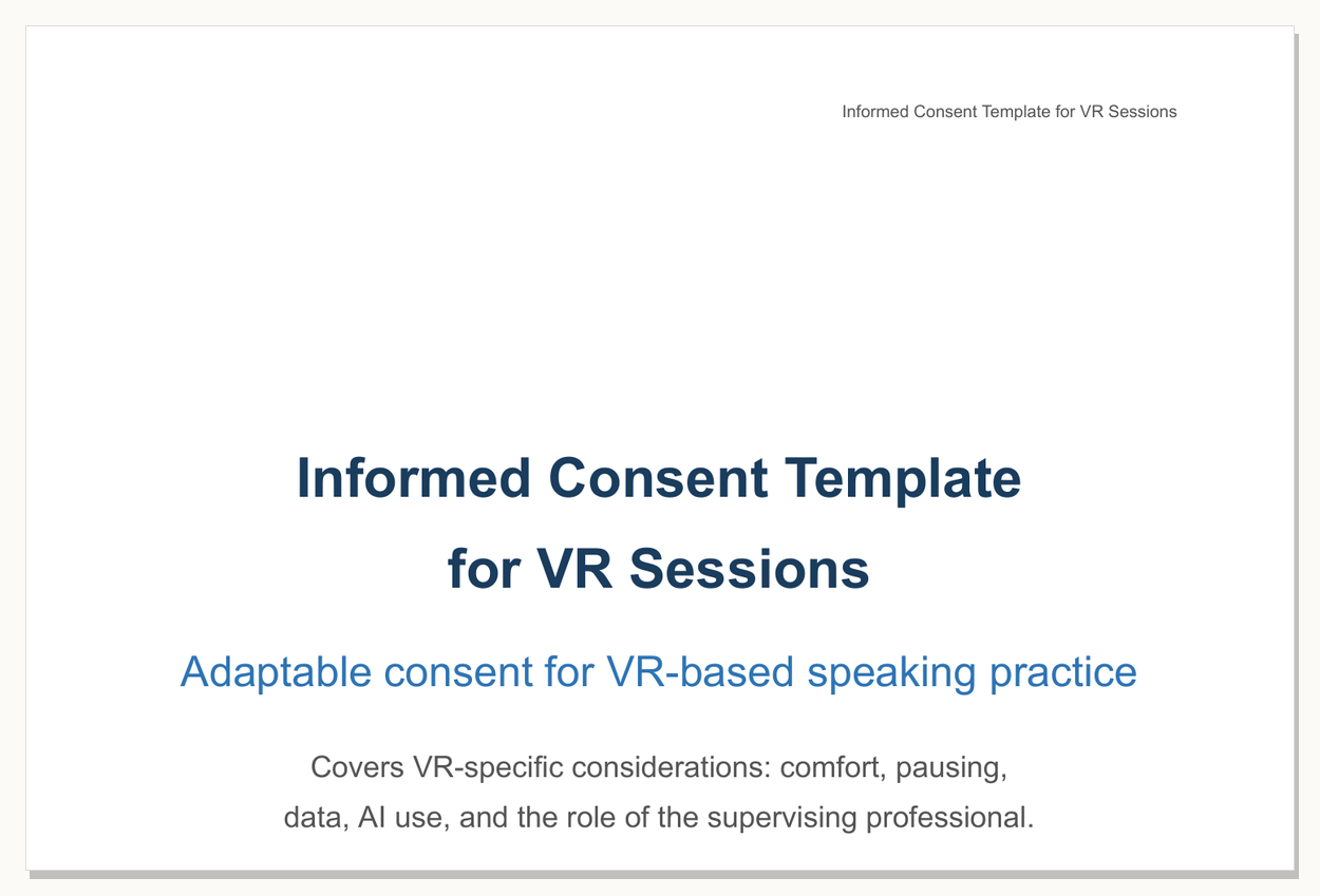 Informed Consent Template for VR Sessions | withVR Resources