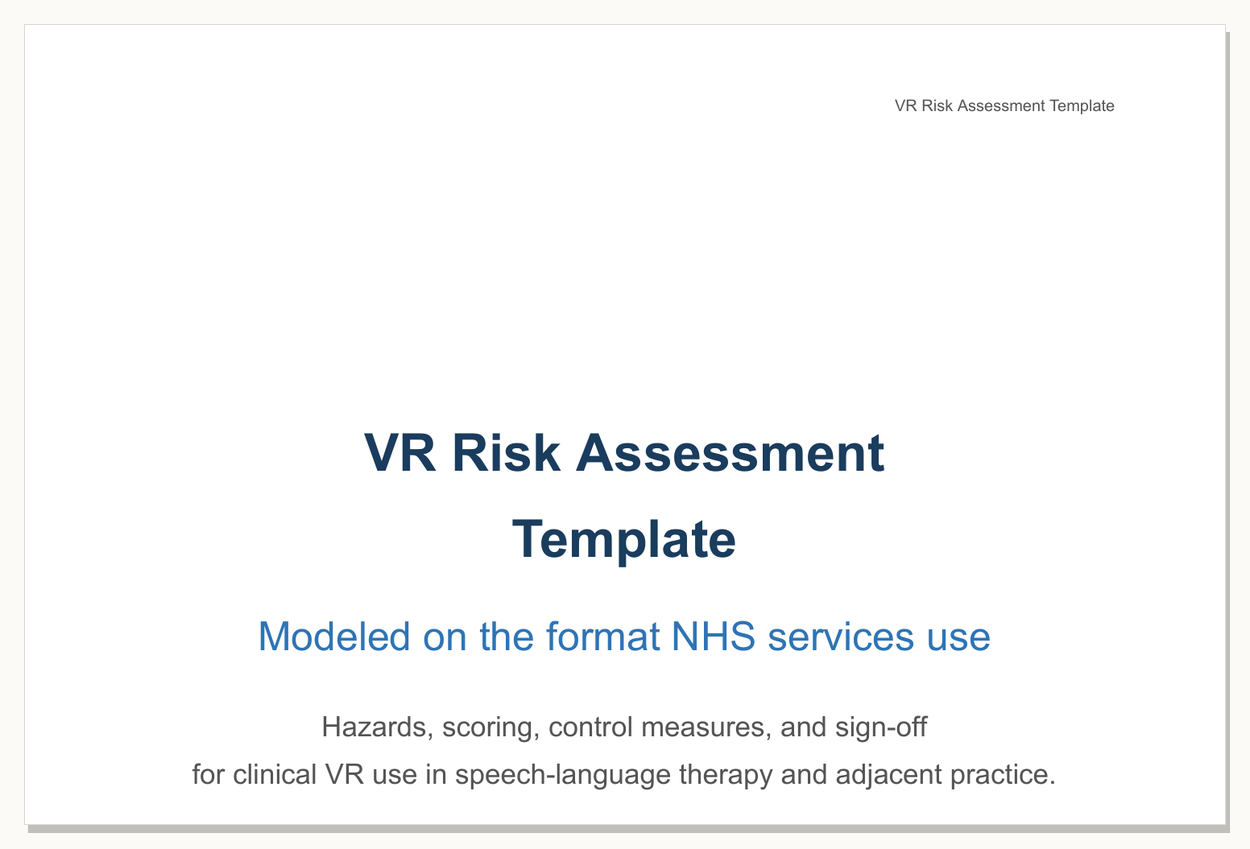 VR Risk Assessment Template | withVR Resources